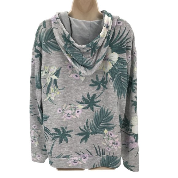 Original Use Womens Gray Floral Long Sleeve Pouch Pocket Hoody Size M - Picture 4 of 8